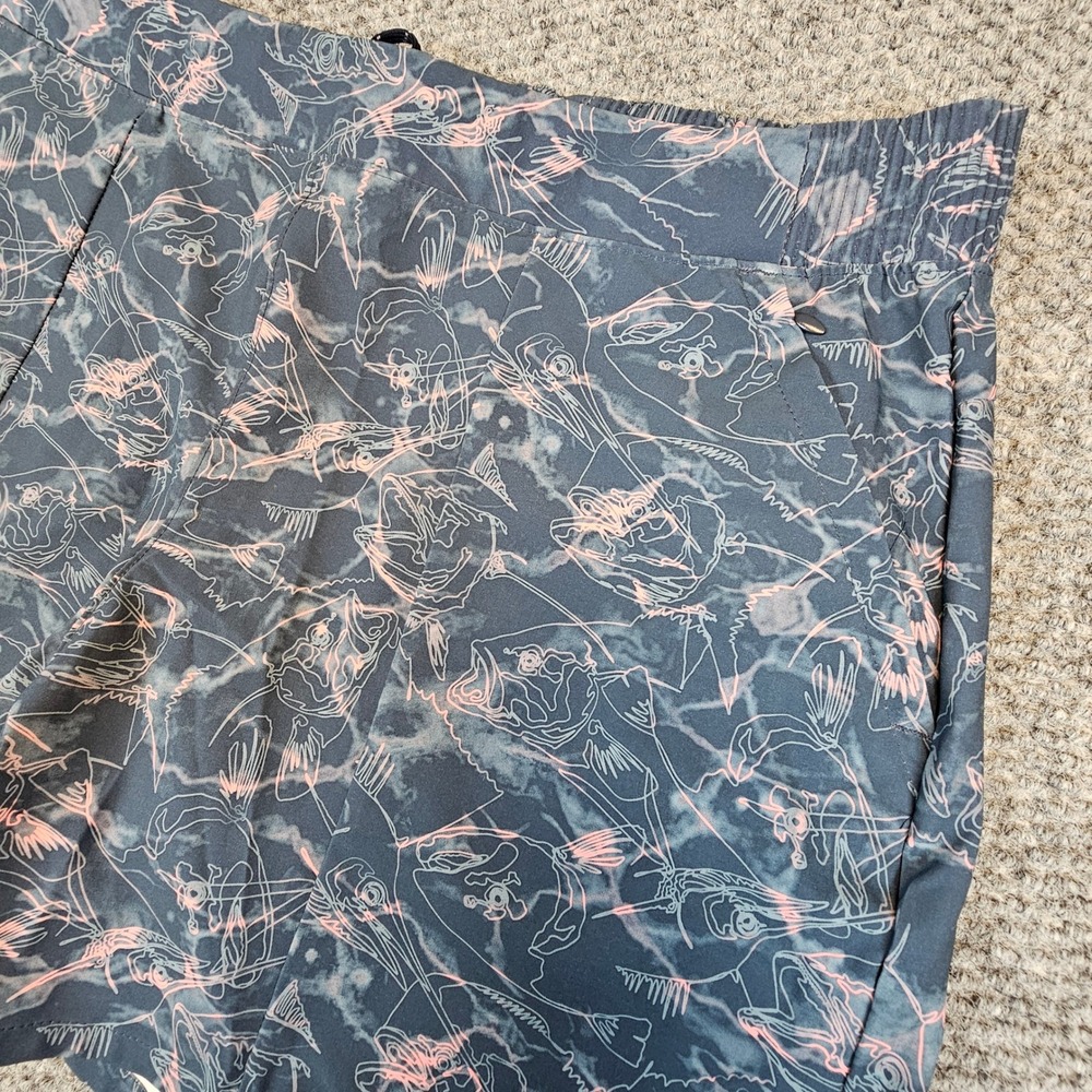 Columbia PFG Shorts Mens XL Blue Pink Fish Skeleton Graphic‎ Performance Fishing